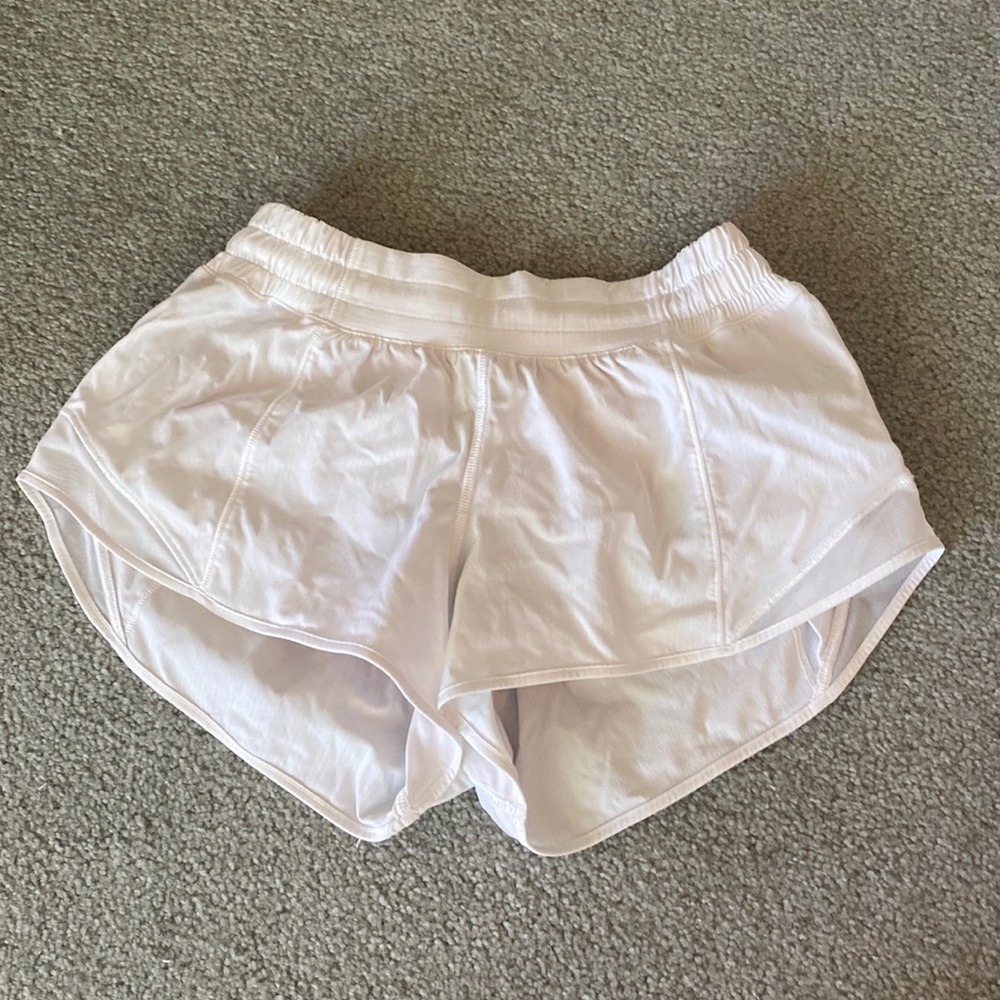 barely worn lulumeon white running shorts